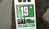 A-Frames and Sandwich Boards - ski rental sign